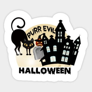 Purr Evil Halloween tee design birthday gift graphic Sticker